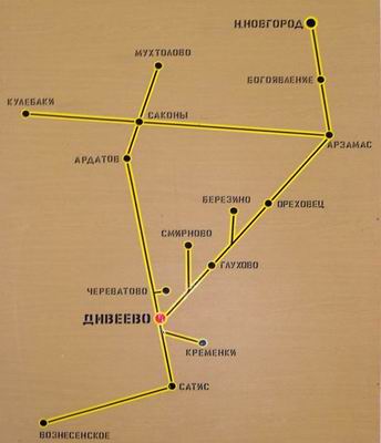 Схема маршрутов Дивеевского ПАП